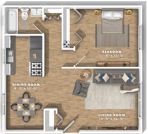 a floor plan of a room with a living room and a dining room